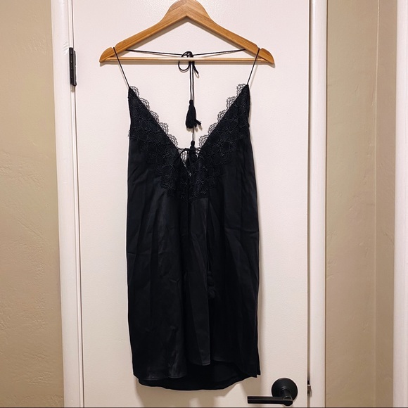 Cotton Candy LA Black Satin V-Neck Halter Dress - Picture 6 of 11